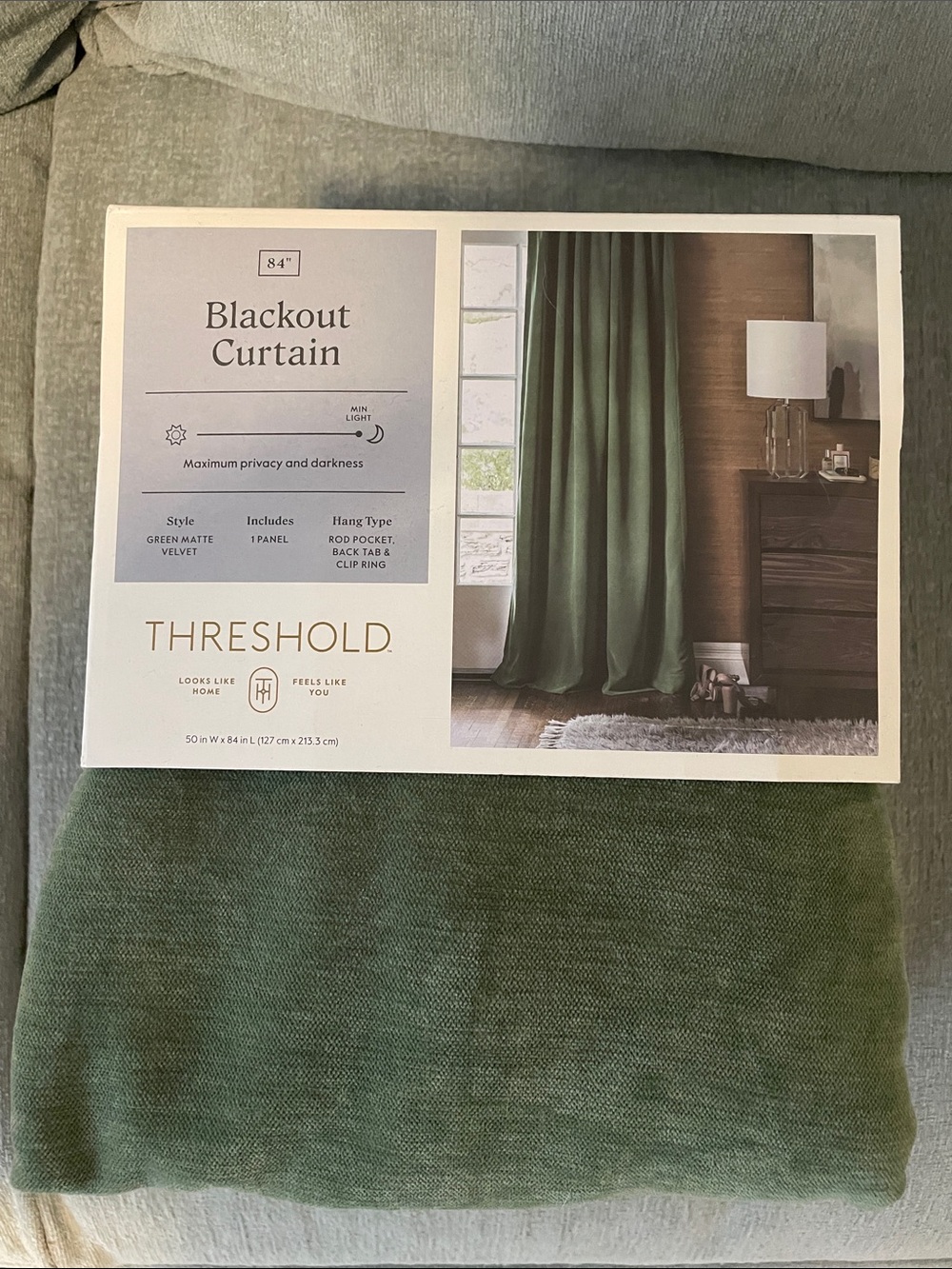Threshold Green Matte Velvet Blackout Curtain Panel